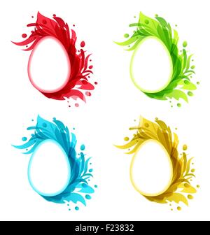 Easter set flourish grunge eggs isolated on white background Stock Vector