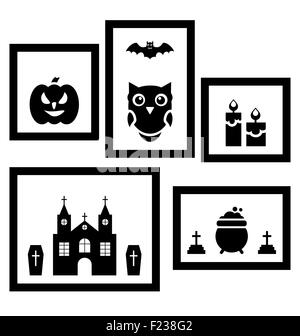 Frames with Halloween Traditional Symbols Stock Vector