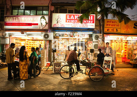 Little India at dusk.George Town, Penang, Malaysia Stock Photo