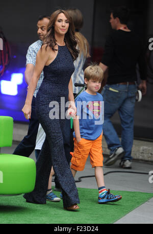 Chris Evans filming his last 'One Show' episode at the BBC with Alex Jones  Featuring: Alex Jones, Noah Evans Where: London, United Kingdom When: 10 Jul 2015 Stock Photo