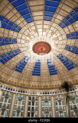 Changing lights in the  domed ceiling of the six story atrium at West Baden Springs Resort, French Lick, Indiana, USA Stock Photo