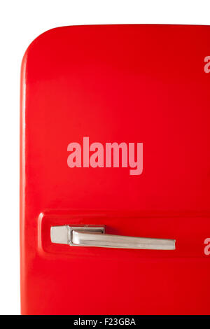 Old red vintage refrigerator isolated on white background Stock Photo