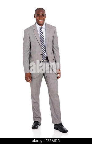 Full length portrait of a happy african woman in headphones jumping and ...