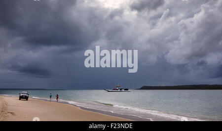 Mantaray Ferry crossing from Fraser Island, K'gari, back to mainland, Queensland Australia. Stock Photo