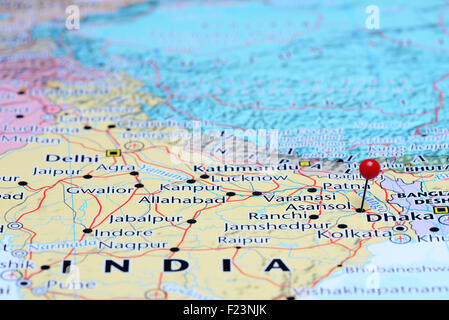 Asansol pinned on a map of Asia Stock Photo