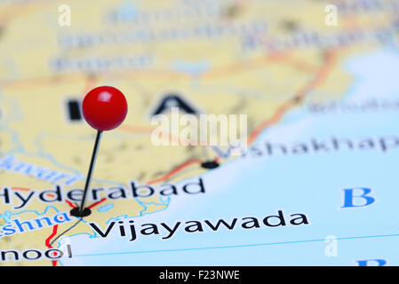 Vijayawada pinned on a map of India Stock Photo - Alamy