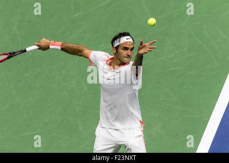 Roger Federer (SUI) competing at the 2015 US Open Tennis Stock Photo