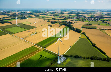 Community wind farm, Bürgerwindpark, wind turbines, at Hilbeck, North Rhine-Westphalia, Germany Stock Photo