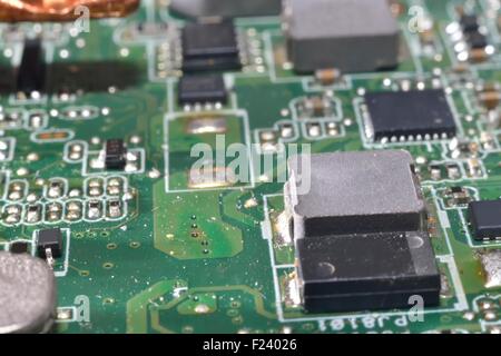 inside computer electronics (Through-hole technology) Stock Photo