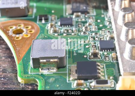 inside computer electronics (Through-hole technology) Stock Photo