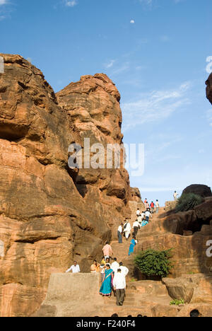 INDIA,KARNATKA,BADAMI BADAMI CAVES- Stock Photo