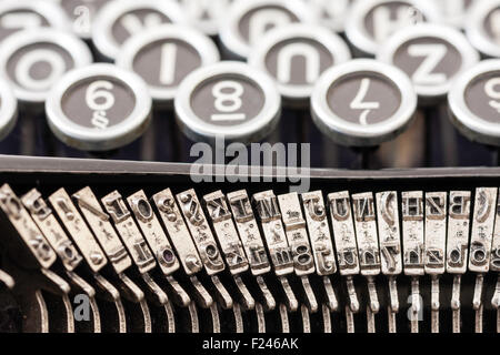 Typewriter, German model from Klein-continental company. This mode is a Wanderer made in 1938 and manfactured till the 1940s. Close up of type bars. Stock Photo