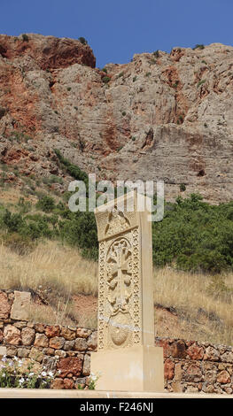 Khatchkar at Noravank Monastery, Noravank Canyon, Armenia, Central Asia Stock Photo