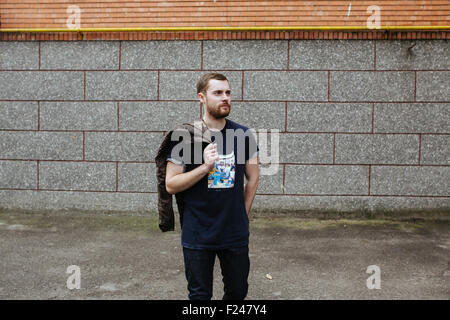 Confident man posing in selvedge  jeans Stock Photo