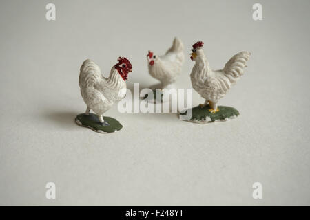 Toy farm animals - chickens Stock Photo