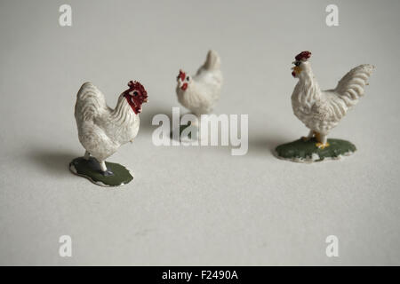 Toy farm animals - chickens Stock Photo