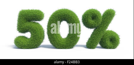 Symbols fifty percent made of green grass Stock Photo