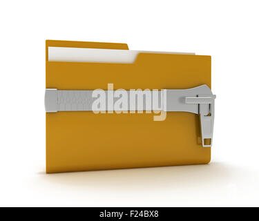 Computer folder with locks and files inside Stock Photo