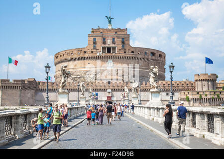 Castel' Sant Angelo from Ponte Sant'angelo Lungotevere Castello Roma Rome  Lazio Italy EU Europe Stock Photo