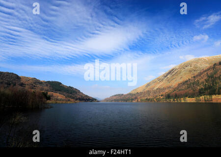 Spring, reflections in Thirlmere reservoir, Lake District National Park, Cumbria, England, UK Stock Photo