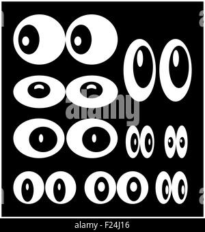 Vector cartoon eyes set isolated on black background Stock Photo