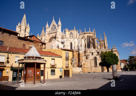 View of the Leon's cathedral, Spain Stock Photo