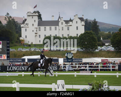 Blair Atholl, Scotland, UK. 11th September, 2015. Nicolas Touzaint [FRA] riding Radijague in action during their dressage test on the second day.  The Longines FEI European Eventing Championships 2015 Blair Castle. Credit:  Stephen Bartholomew/Alamy Live News Stock Photo