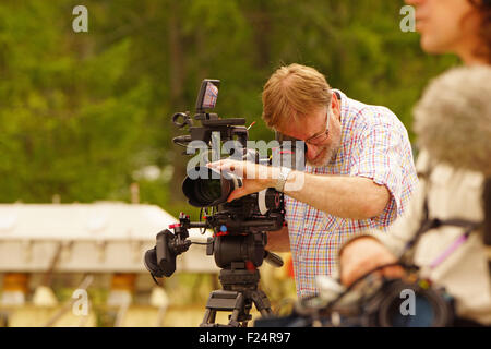 Cameraman and sound recordist at work Stock Photo