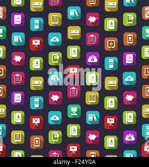 Seamless Texture with Business and Financial Colorful Icons Stock Vector
