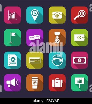 Collection simple flat icons of business and financial items, wi Stock Vector