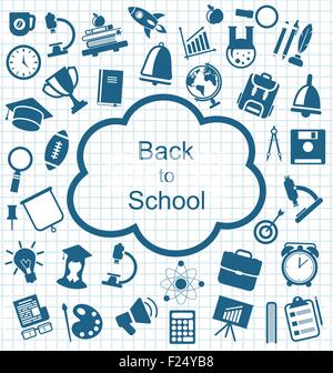 Collection of Education Flat Simple Icons Stock Vector
