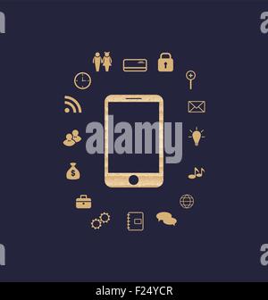 Smartphone with set infographic elements Stock Vector