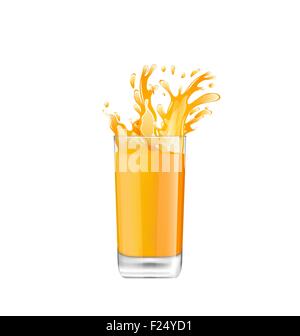 Orange juice splash wave in vector 3d realistic. Liquid fresh fruits ...