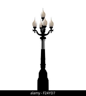 Vintage forged lamppost isolated on white background Stock Vector