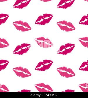 Seamless Texture with Traces of Kisses, Pink Romantic Pattern Stock Vector