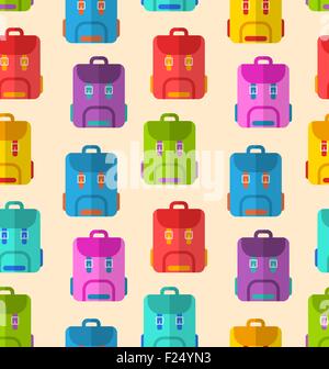 Seamless Pattern with Colorful School Rucksacks Stock Vector