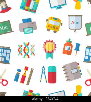 Seamless Pattern with School Icon Stock Vector