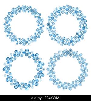 Snowflakes circle frames for Christmas holiday Stock Vector