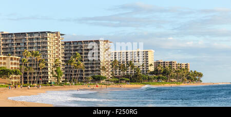 Golden light at Kaanapali Beach on Maui Stock Photo