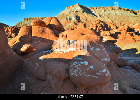 Colorful hoodoos in Little Egypt on BLM land about 20 miles south of Hanksville, Utah on Highway 95 Stock Photo