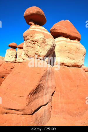 Colorful hoodoos in Little Egypt on BLM land about 20 miles south of Hanksville, Utah on Highway 95 Stock Photo