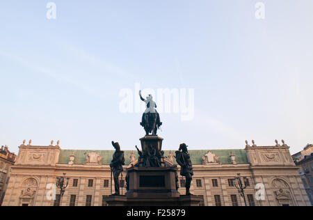 View of Equestrian Monument, Royal square in Turin - Italy