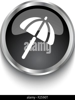 White Parasol symbol on black web button Stock Vector