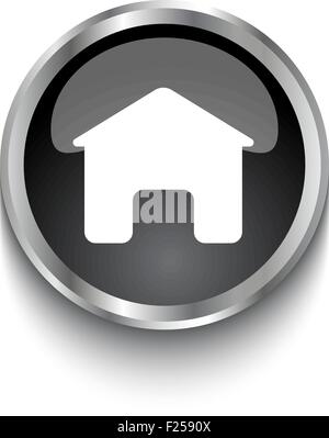 White Home symbol on black web button Stock Vector