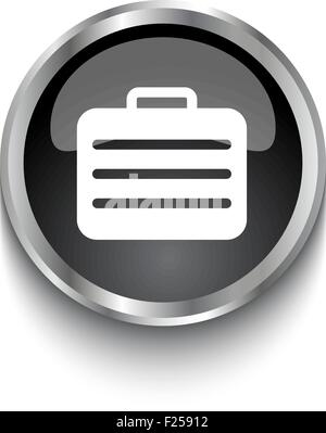 White Travel Case symbol on black web button Stock Vector