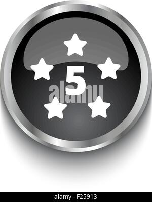 White Five Star symbol on black web button Stock Vector