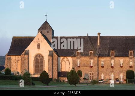 France, Ille et Vilaine, Paimpont, the abbey at sunrise Stock Photo