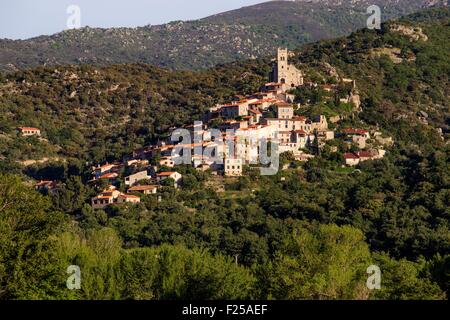 France, Pyrenees Orientales, Eus, labelled Les Plus Beaux Villages de France (The Most Beautiful Villages of France), Medieval village Stock Photo