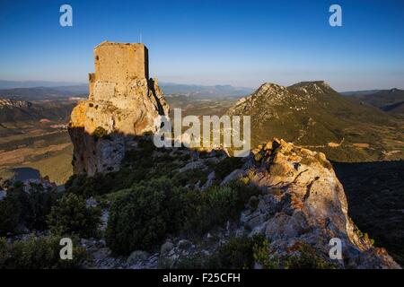 France, Aude, castle of Queribus Stock Photo