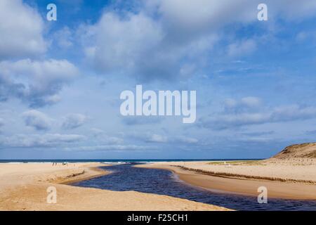 France, Landes, Moliets et Maa, the beach, the Courant d'Huchet Stock Photo